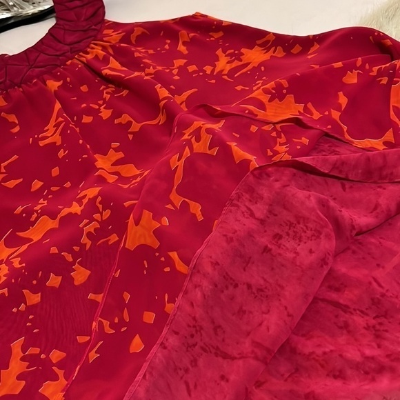 CABI Pink Orange S Tunic Sheer Top Dress 2 Layers Sleeveless Scoop Neck Flowing - Picture 11 of 15